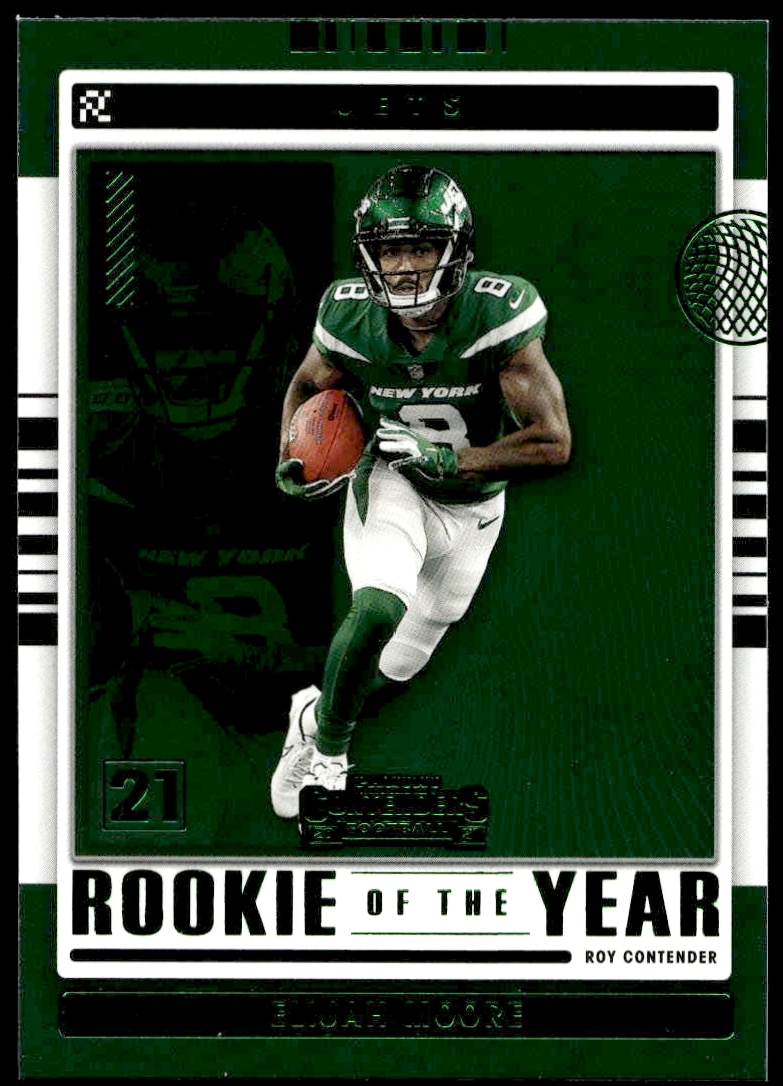2021 Panini Contenders Elijah Moore Rookie of the Year Emerald #ROY-EMO (Front)