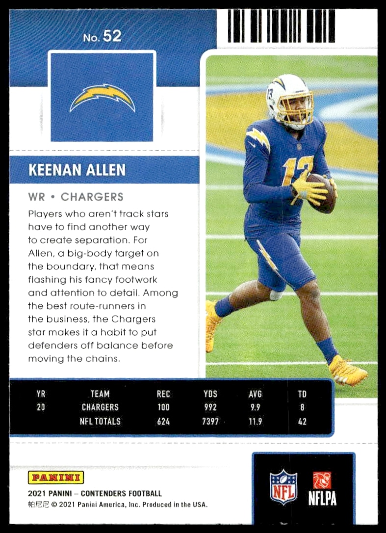 2021 Panini Contenders Keenan Allen #52 (Back)