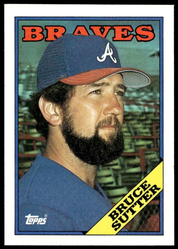 Bruce Sutter 1988 Topps #155: Iconic Braves Card Highlighting Mustache and Achievements.