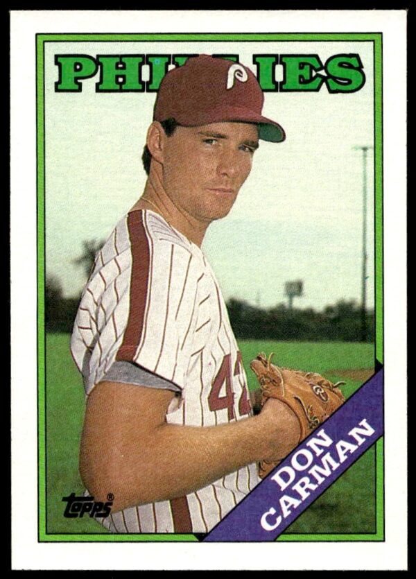 1988 Topps card #415: Don Carman, Phillies pitcher, action shot.