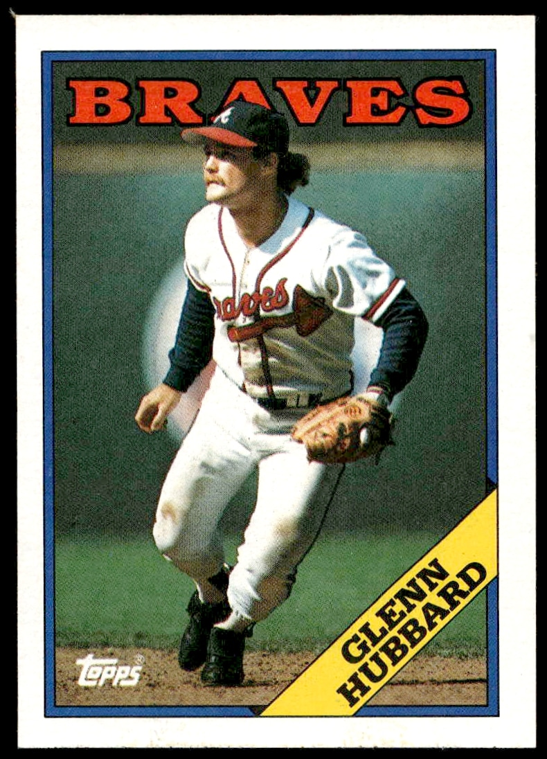 Glenn Hubbard 1988 Topps card #325, Atlanta Braves, action mid-game, vintage baseball memorabilia.