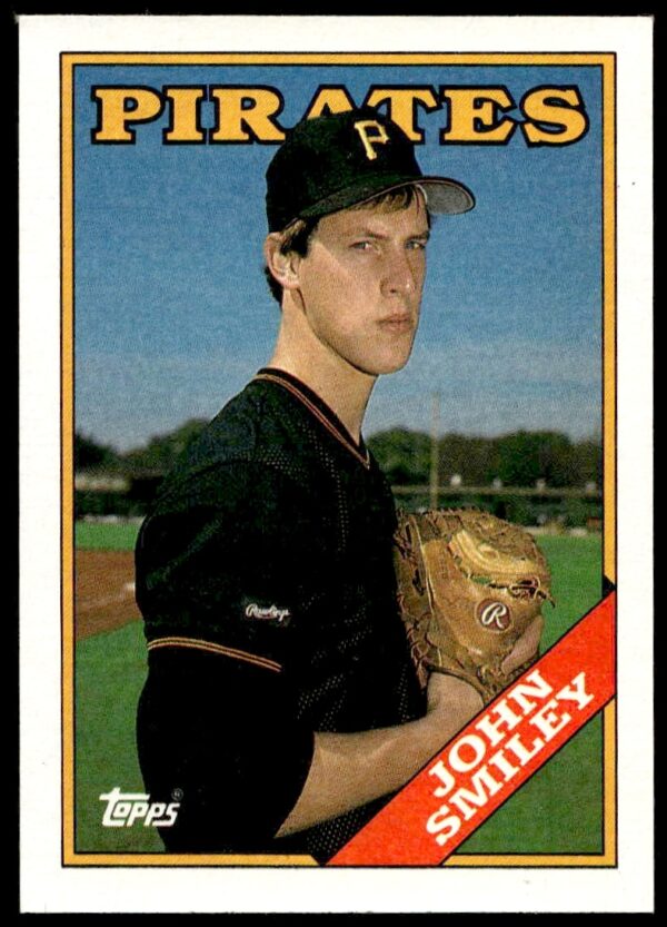 1988 Topps John Smiley baseball card #423, showcasing pitcher in action for Pittsburgh Pirates.