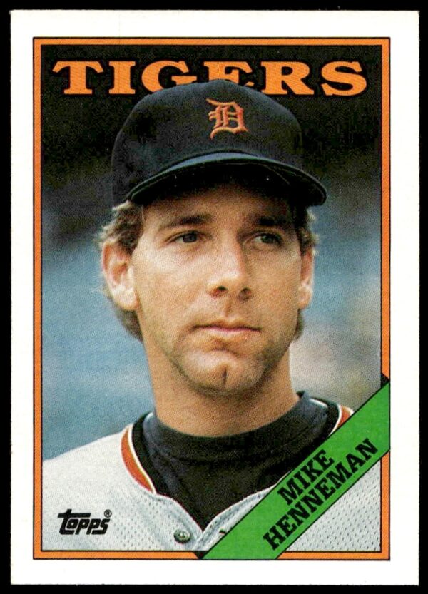 Mike Henneman 1988 Topps Baseball Card #582, Detroit Tigers Pitcher, Action Shot.