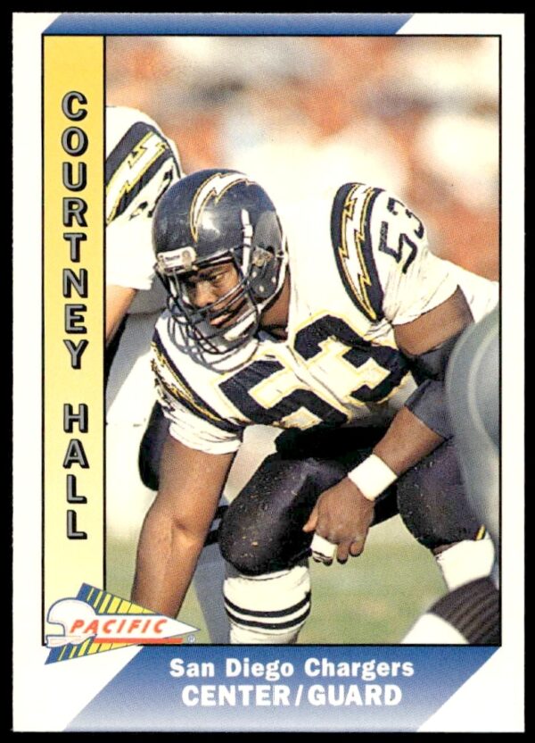 Front view of 1991 Pacific Trading Card featuring NFL player Courtney Hall, card number 445.