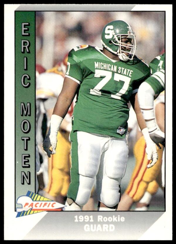 Eric Moten 1991 Pacific Football Card #543, showcasing front action shot in uniform.