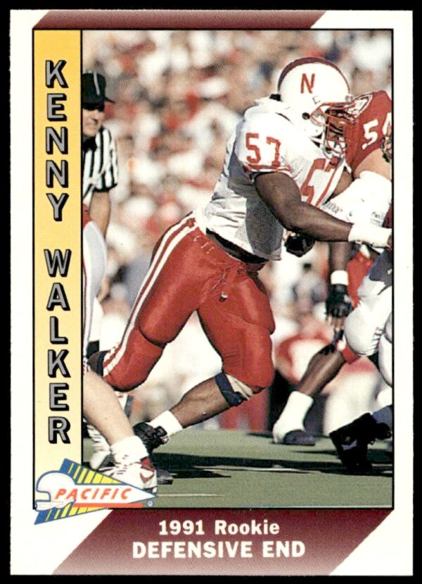 1991 Pacific Football Card featuring Kenny Walker, card number 546, highlighting his athletic stance.
