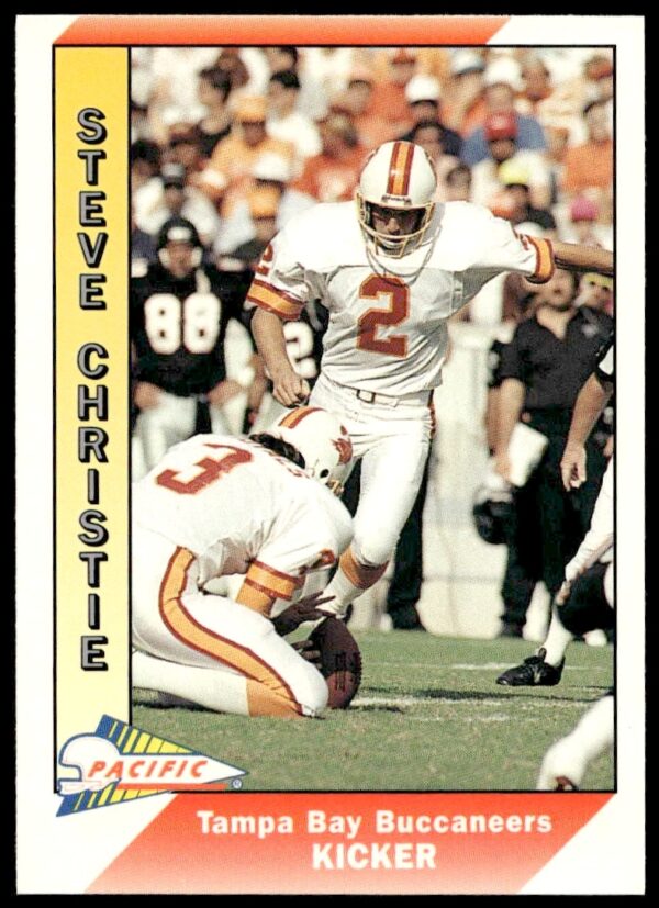 Steve Christie in action on 1991 Pacific Football Card #151.