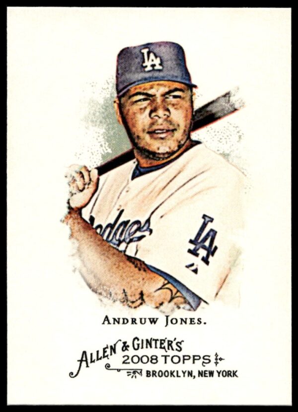 2008 Andruw Jones baseball card, vintage style, Topps Allen & Ginter #38, team uniform.