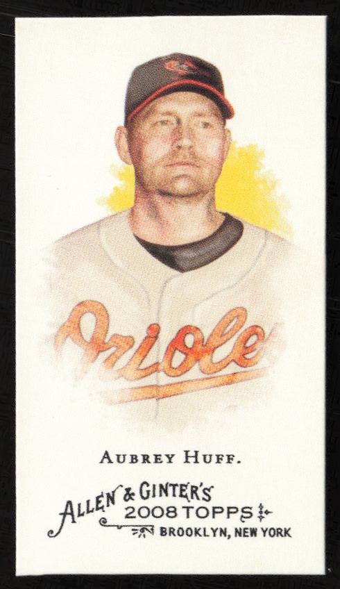 Aubrey Huff 2008 Topps Allen & Ginter Mini Card #342, vintage design, collectible baseball card.