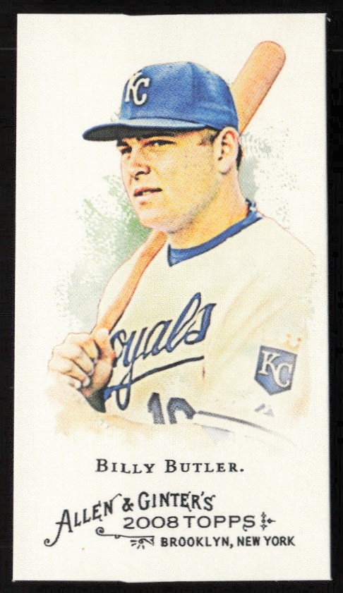 Billy Butler 2008 mini baseball card, Kansas City Royals, Topps Allen & Ginter design.
