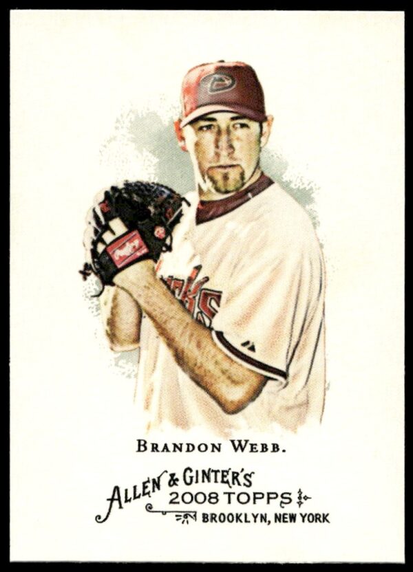 Brandon Webb 2008 Allen & Ginter Baseball Card #280, Arizona Diamondbacks Pitcher Portrait.
