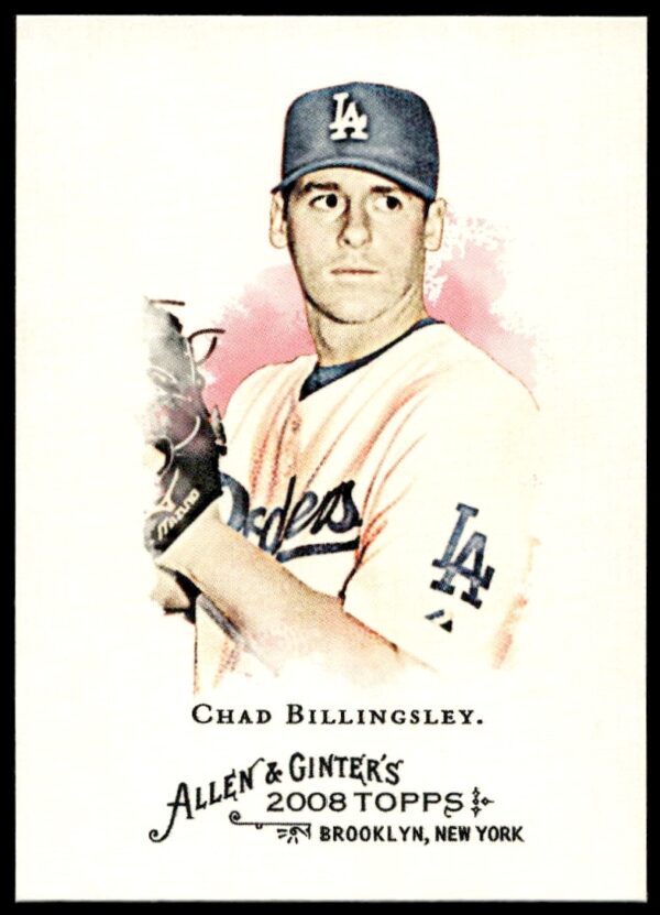 2008 Topps card of Dodgers pitcher Chad Billingsley, Allen & Ginter series, card #47.