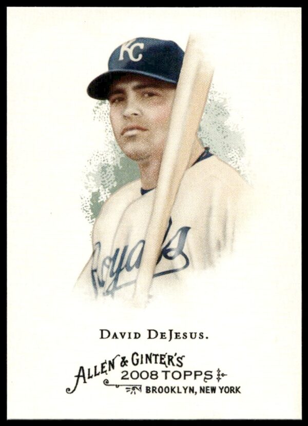 David DeJesus 2008 Topps Allen & Ginter baseball card, vintage design, #347, front view.