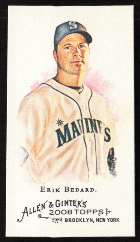 Erik Bedard 2008 baseball card #220, Topps Allen & Ginter mini, front view.