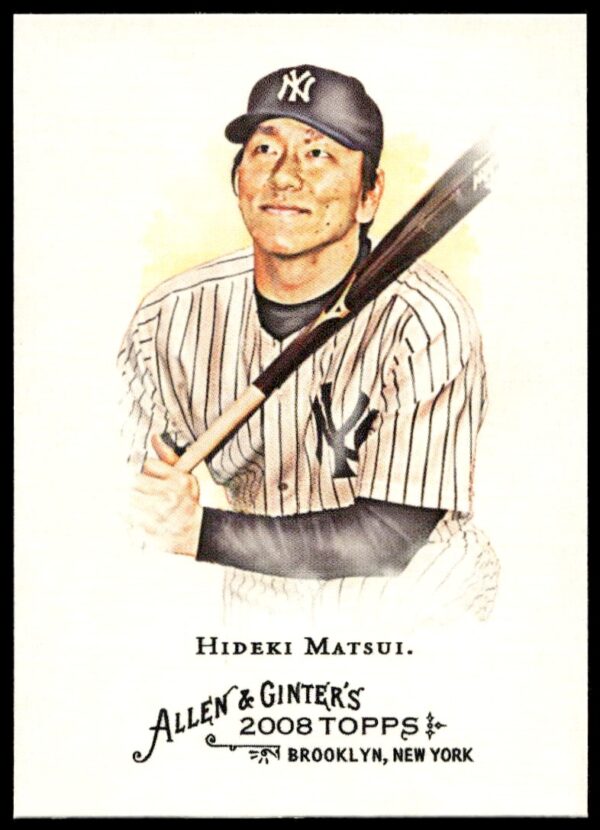 2008 Topps Allen & Ginter baseball card, Hideki Matsui, card #179, front view.