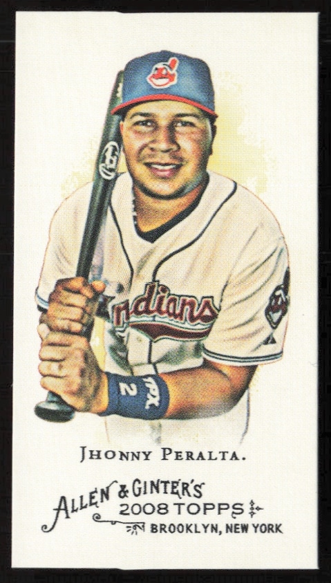Jhonny Peralta 2008 Topps Allen & Ginter Mini Baseball Card #203, Cleveland Indians Uniform.