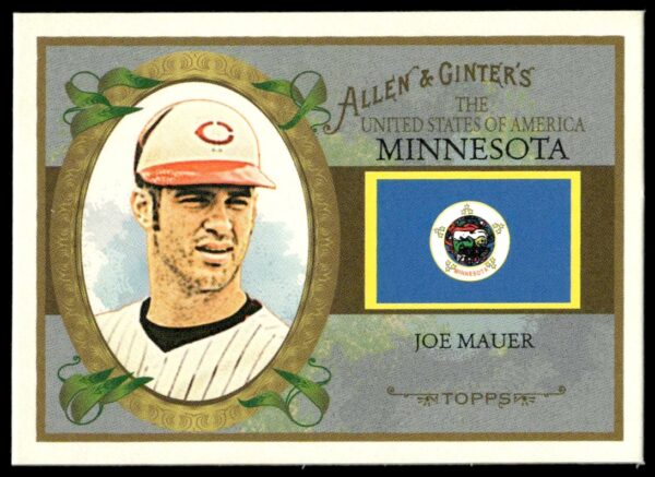 2008 Topps Allen & Ginter Joe Mauer baseball card front, United States series #US23.