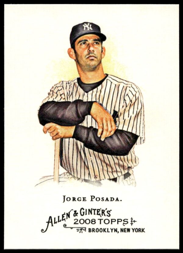 Jorge Posada 2008 Topps Allen & Ginter card #164, Yankees uniform, action-ready expression.