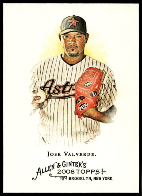 Front view of 2008 Jose Valverde Topps Allen & Ginter baseball card, number 174.