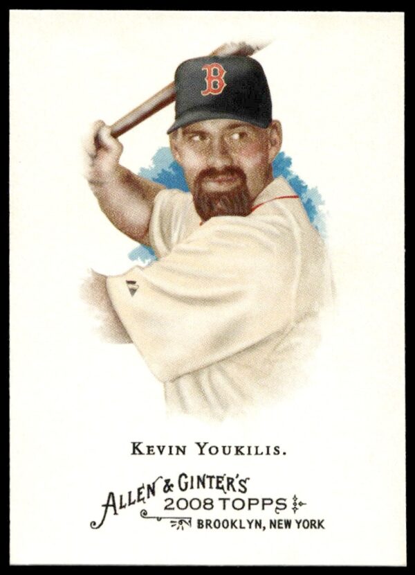 Kevin Youkilis 2008 baseball card #350, Topps Allen & Ginter, Boston Red Sox.