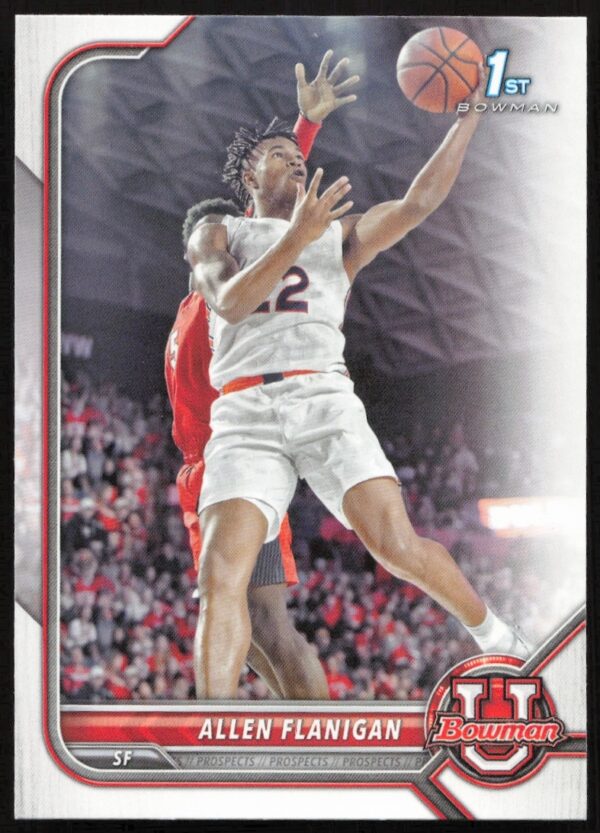 Allen Flanigan, Auburn Tigers basketball, 2021 Bowman University trading card #28, front view.