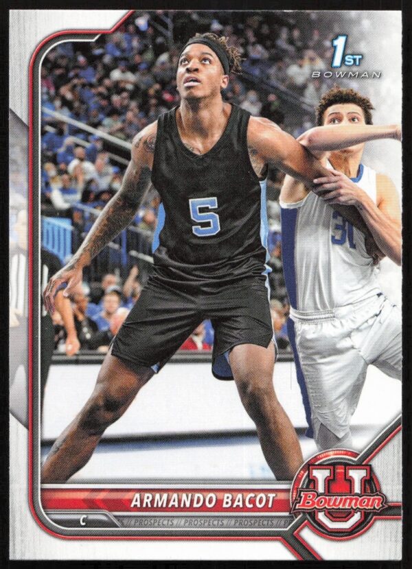 Armando Bacot university basketball card (#71), 2021 Bowman, action pose.