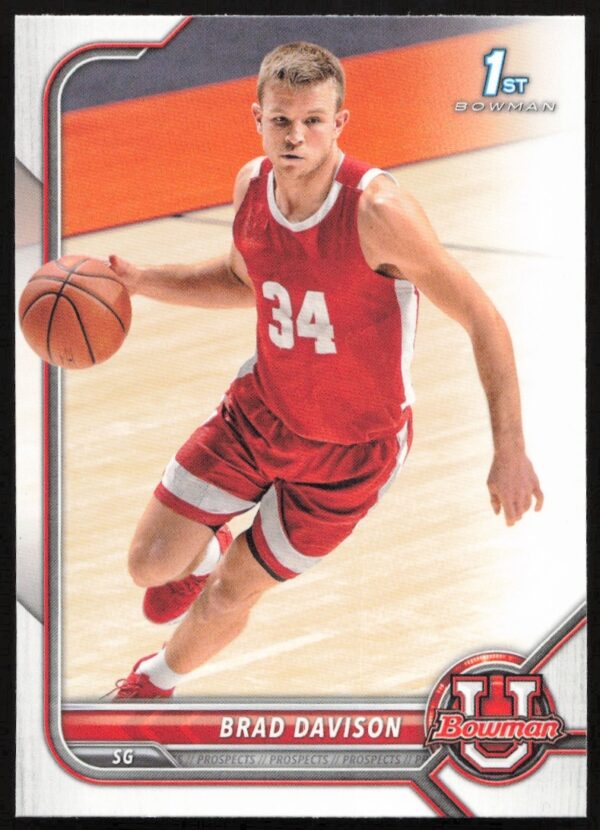 Brad Davison 2021 Bowman University Card #30 in college basketball uniform, front view.