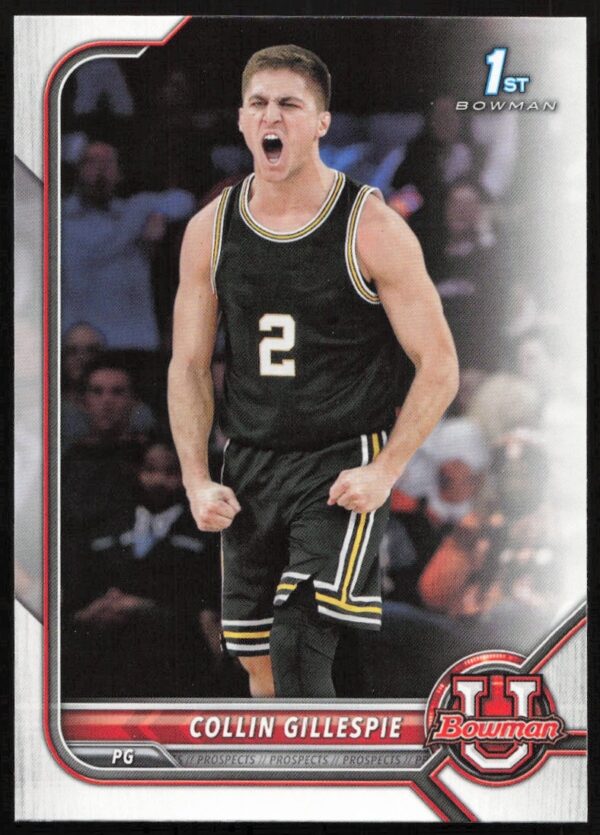 Collin Gillespie 2021 Bowman University Card #81, featuring Gillespie in college basketball uniform.
