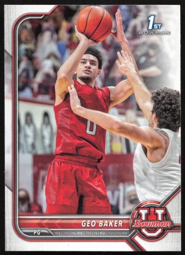 Geo Baker, 2021 Bowman University Card #31, Rutgers Basketball Star (Front).