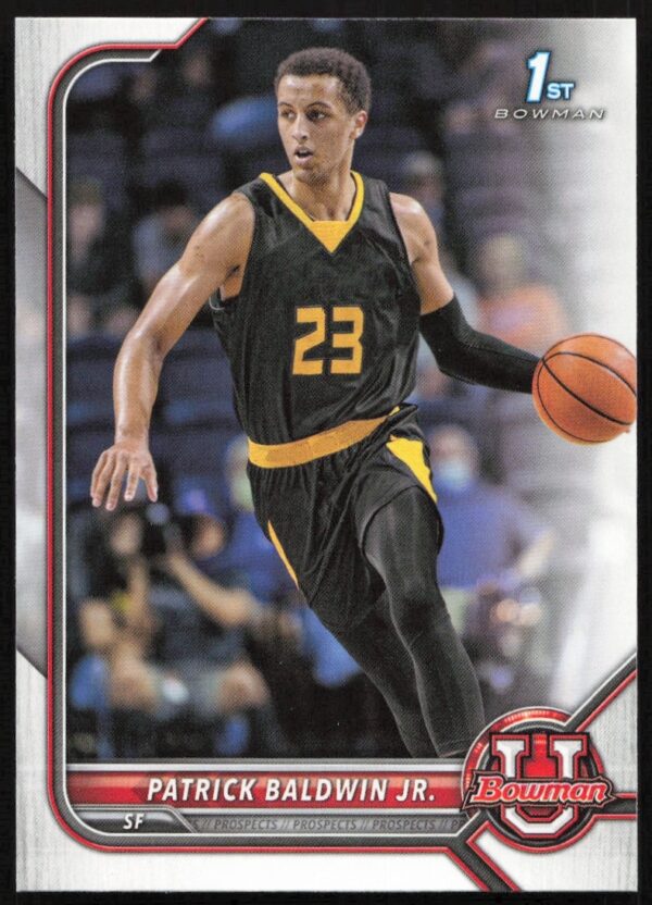Patrick Baldwin Jr. 2021 Bowman University Card, showcasing athletic pose, #26 front view.