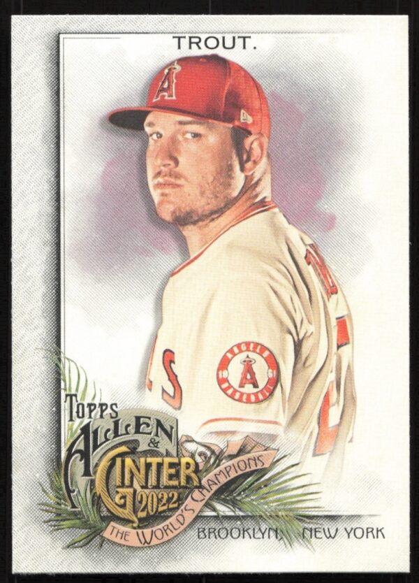 Mike Trout 2022 Topps Allen & Ginter #35 baseball card in Los Angeles Angels uniform.