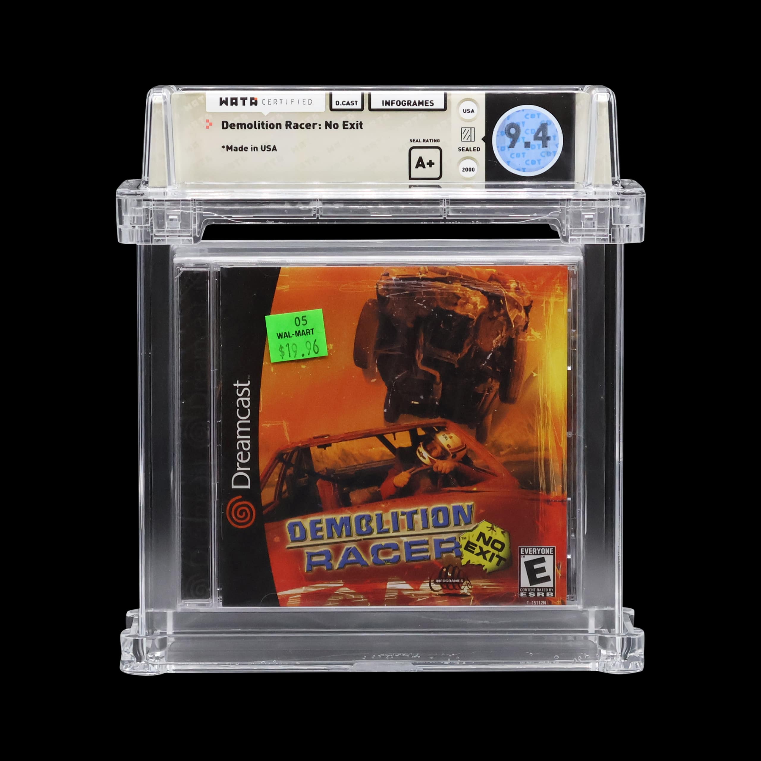 WATA-graded Sega Dreamcast game Demolition Racer: No Exit in near-mint condition.