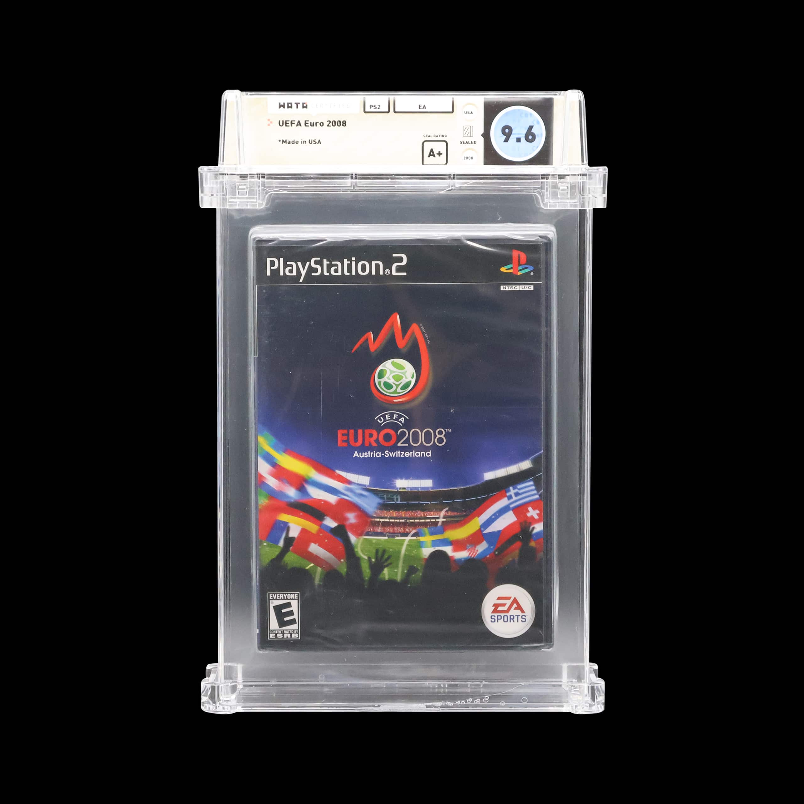 Sealed UEFA Euro 2008 PS2 game boasting WATA 9.6 A+ rating and original cover art.