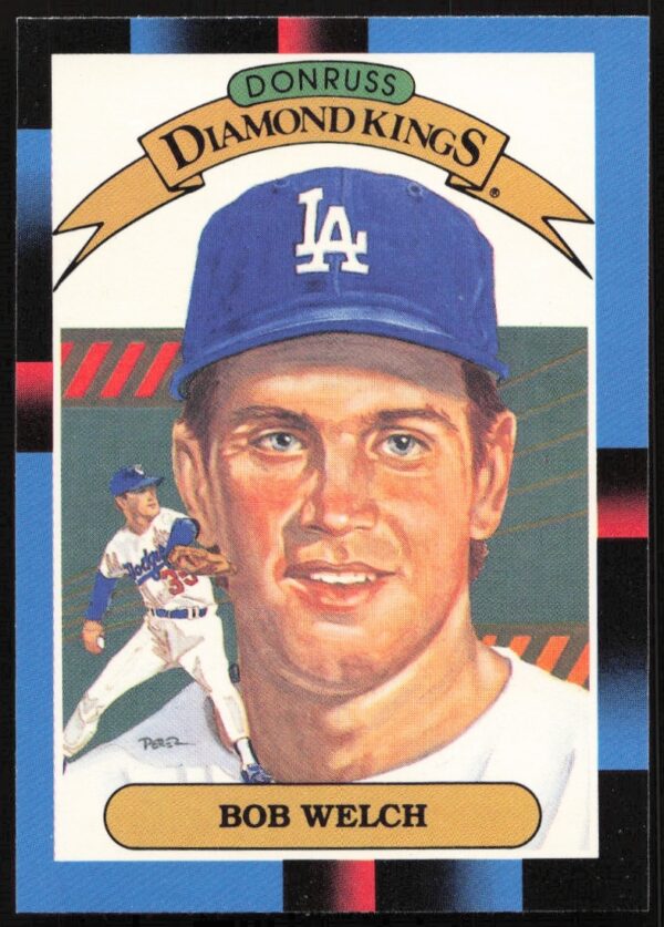 Bob Welch pitching, 1988 Donruss Dodgers card #24.