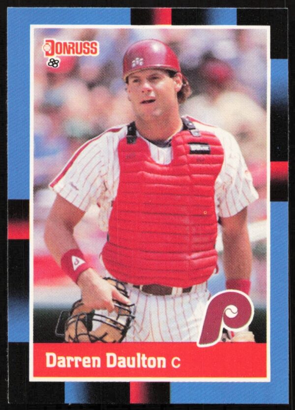 Darren Daulton 1988 Donruss card #309, Phillies catcher in red and white uniform.