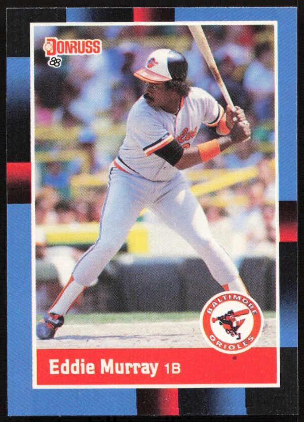 Eddie Murray 1988 Donruss card #231, Orioles legend, iconic batting stance, gray uniform.