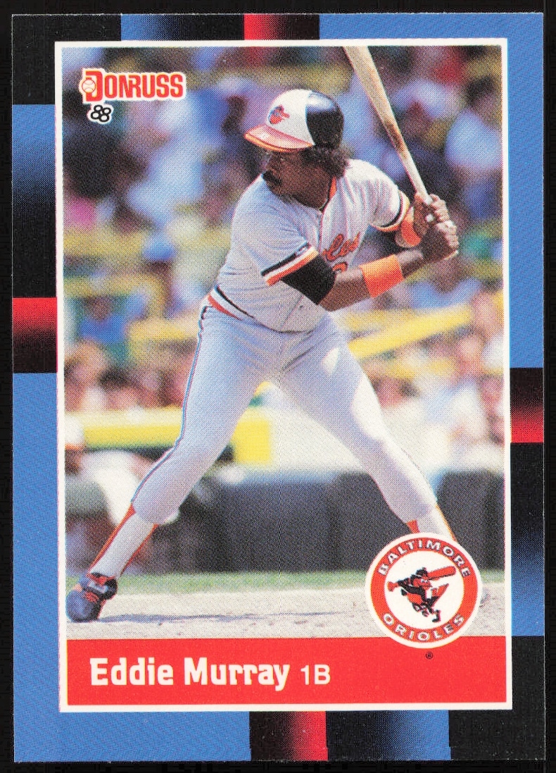 Eddie Murray 1988 Donruss card #231, Orioles legend, iconic batting stance, gray uniform.