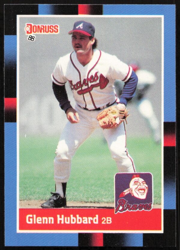 1988 Donruss Glenn Hubbard baseball card #314, Atlanta Braves uniform, front image.