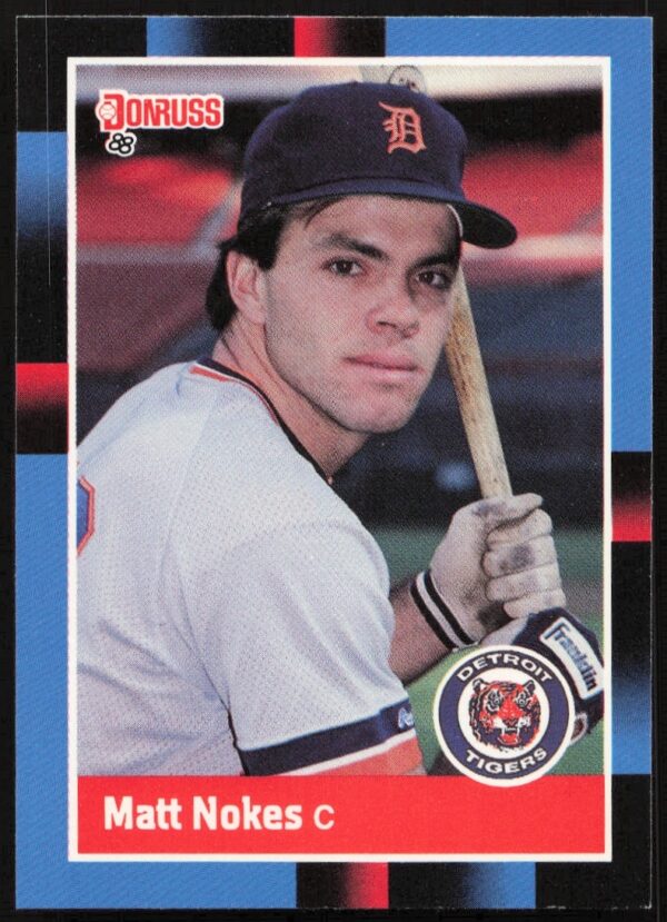 1988 Donruss Baseball Card #152: Matt Nokes in Tigers uniform, vintage style (Front).