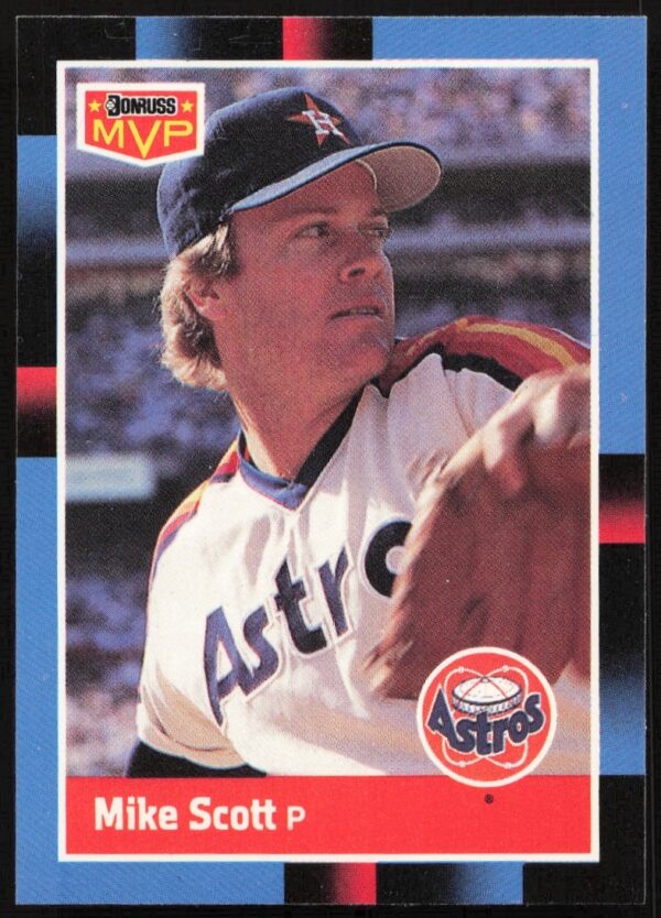 1988 Donruss Mike Scott MLB MVP Card Front #BC-12, Houston Astros Pitcher Image.