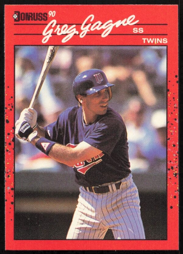 1990 Donruss Greg Gagne Baseball Card #237 features Minnesota Twins shortstop in action.