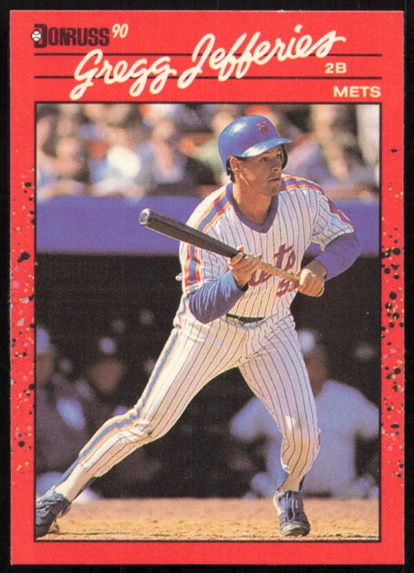 1990 Donruss Baseball Card #270 featuring NY Mets Gregg Jefferies in action.