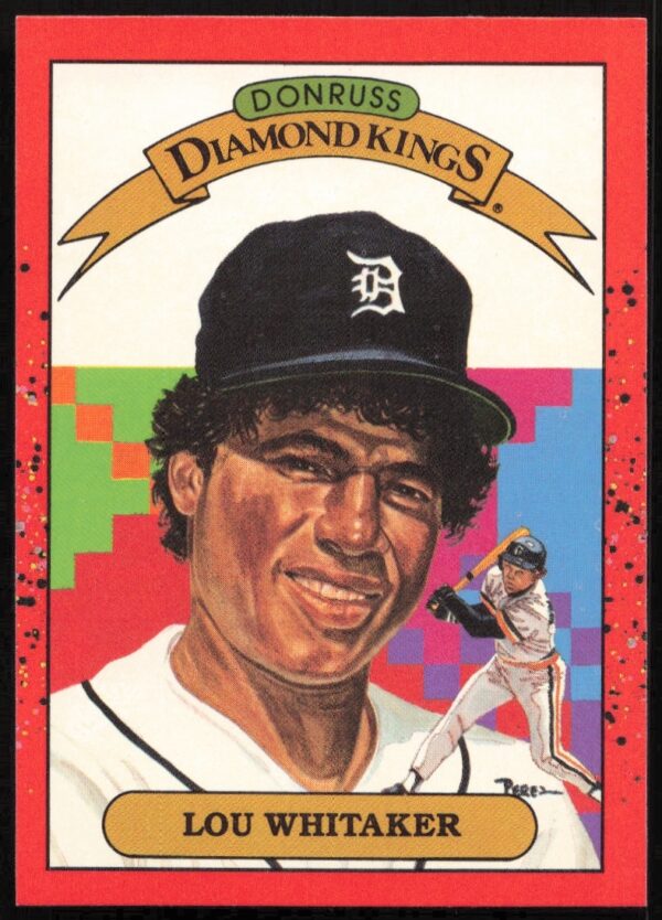 Lou Whitaker 1990 Donruss Card #16, Detroit Tigers Uniform, Action Pose.