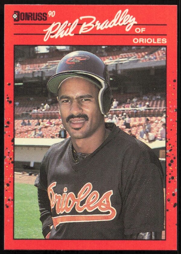 Phil Bradley 1990 Donruss Baseball Card #259 Front View with Batting Pose