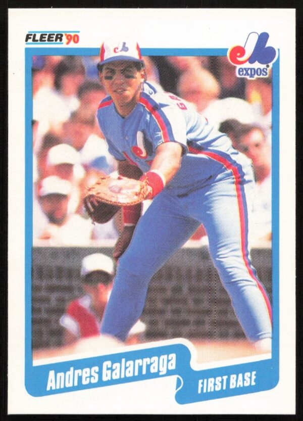 1990 Fleer Andres Galarraga Baseball Card, Montreal Expos, #345, Classic Batting Pose.