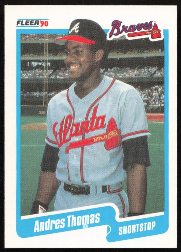 Andres Thomas 1990 Fleer Baseball Card #597 Atlanta Braves Action Photo