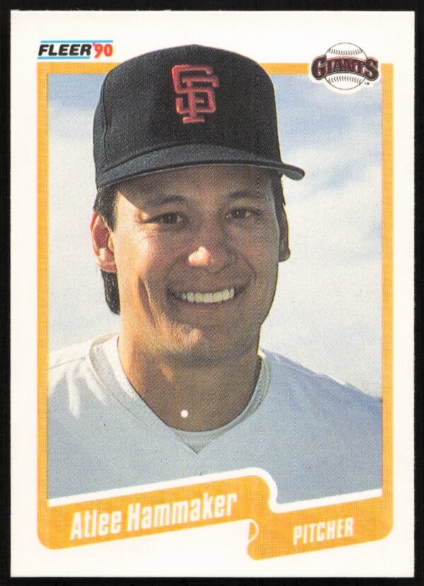 Atlee Hammaker 1990 Fleer Card #57, San Francisco Giants Pitcher, Mid-Action Pose.