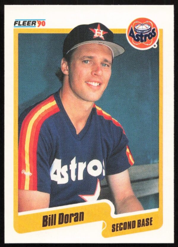 Bill Doran 1990 Fleer Baseball Card, Houston Astros, Posed Action Shot, #230.