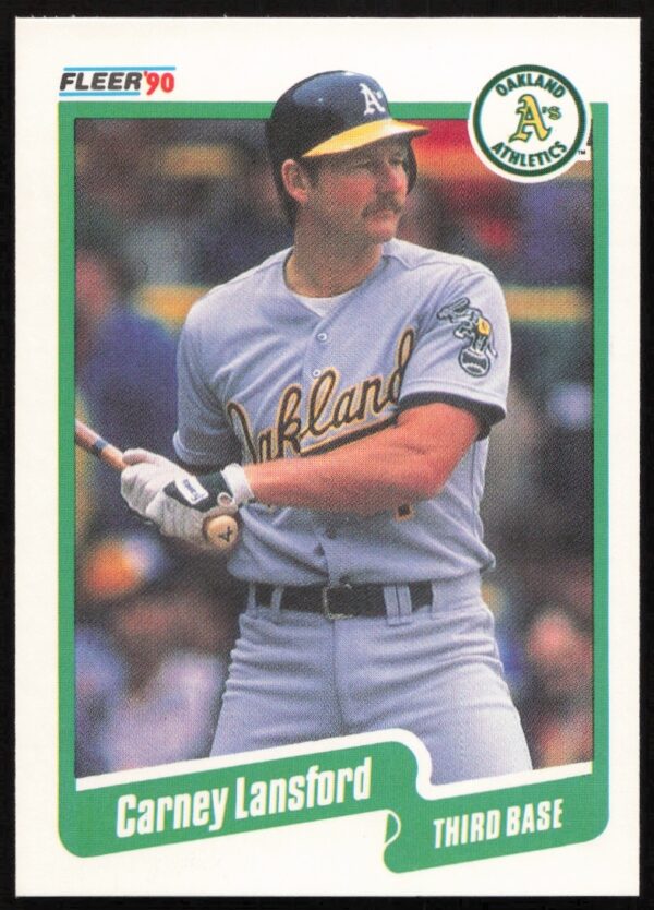 Carney Lansford 1990 Fleer Baseball Card, Oakland Athletics, #14, Front View.