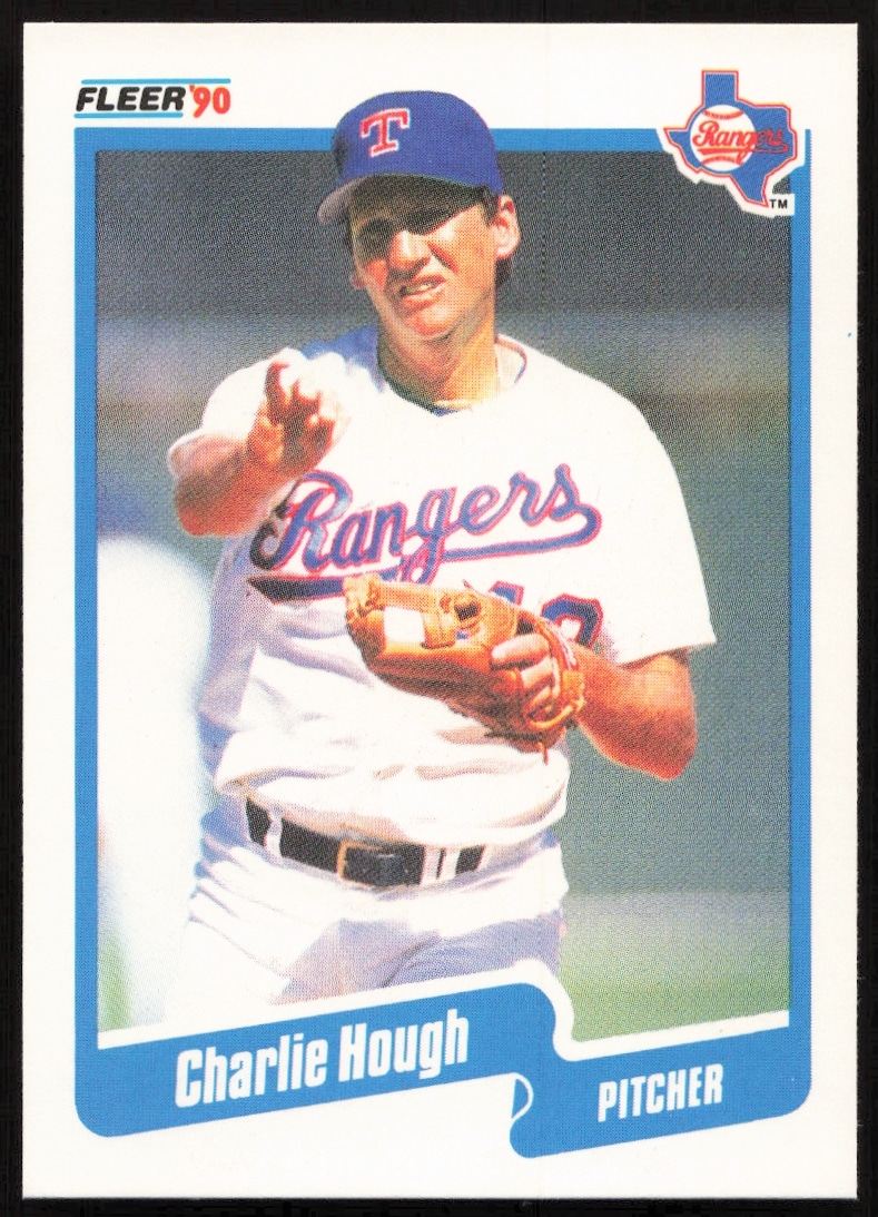 Charlie Hough 1990 Fleer #300, Texas Rangers pitcher in uniform.